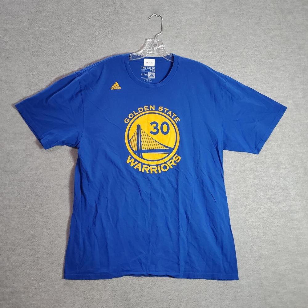 Golden State Warriors Men Shirt XL Blue Adidas 30 Curry Go To Tee Logo